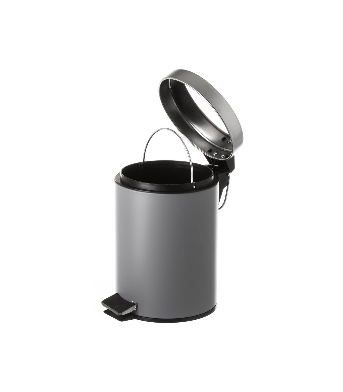 Wadiga Poubelle Ronde à Pédale En Métal Gris Foncé - 3L