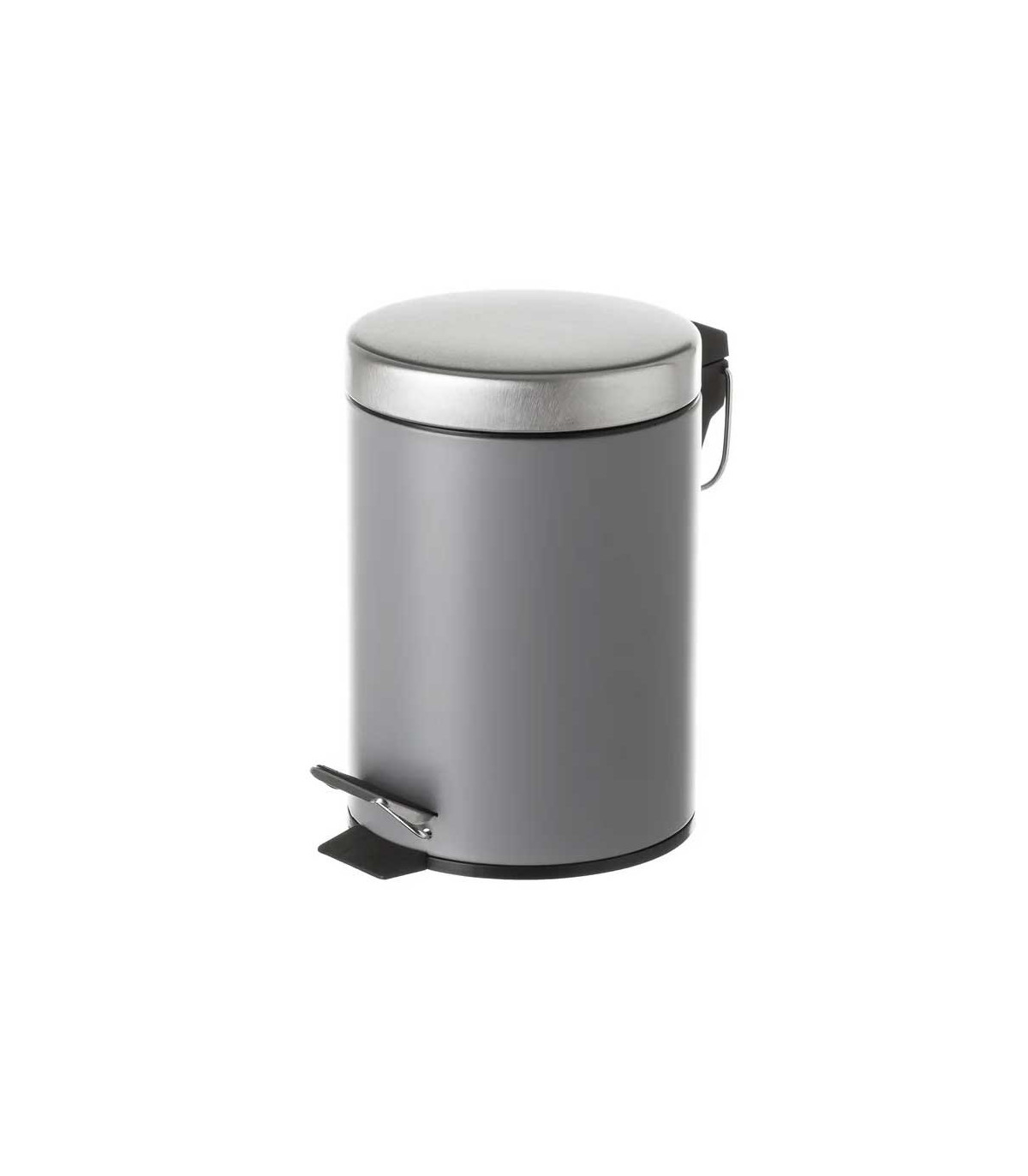 wadiga Poubelle Ronde à Pédale en Métal Gris Foncé - 3L