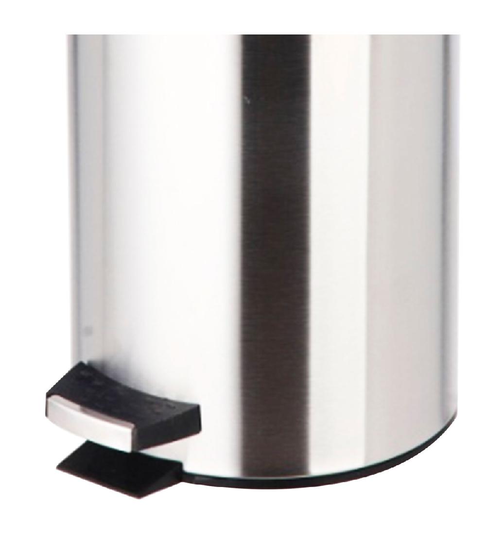 Wadiga Poubelle Salle De Bain Métal Argenté Ronde 3L