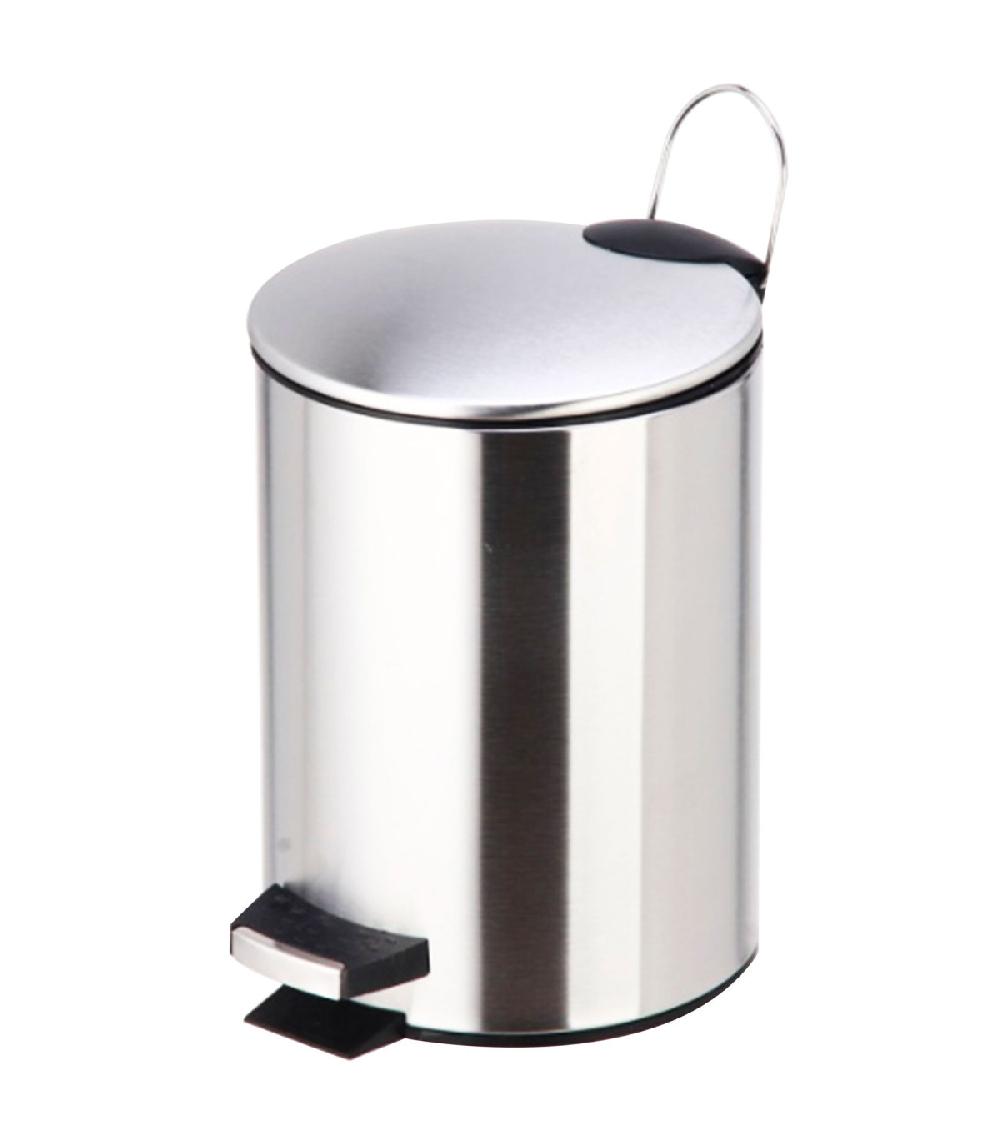 wadiga Poubelle salle de bain métal argenté ronde 3L