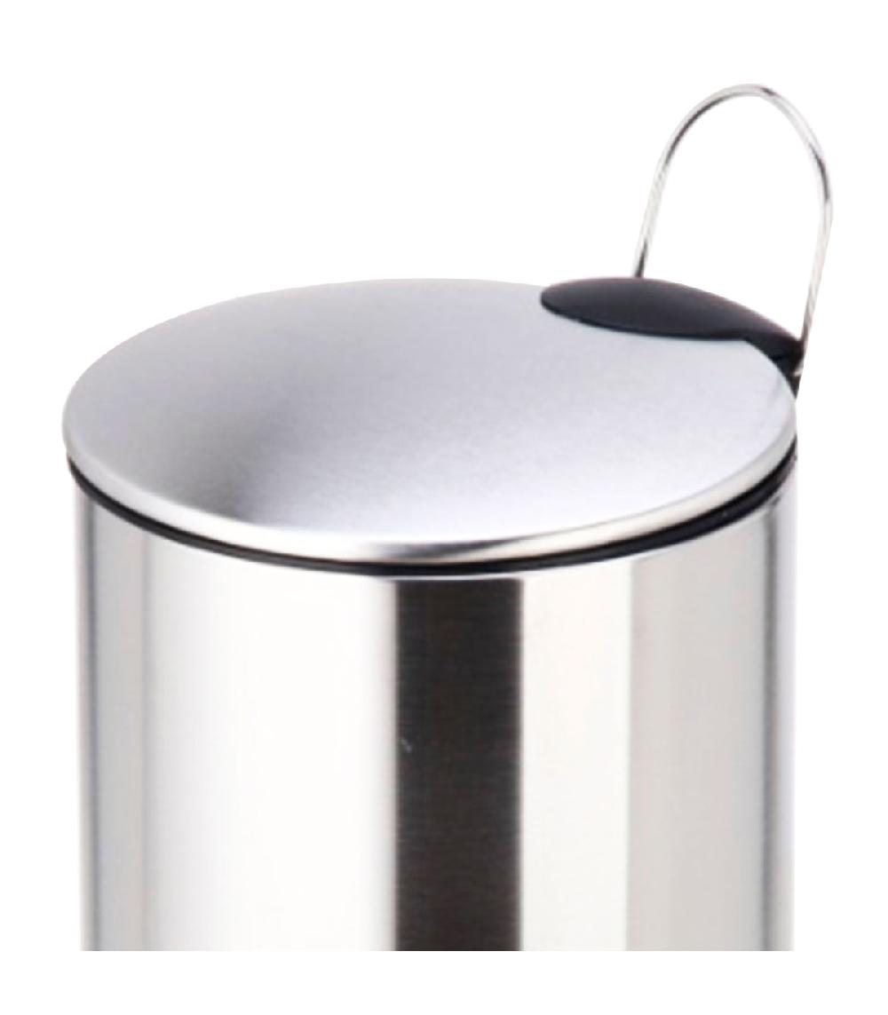 Wadiga Poubelle Salle De Bain Métal Argenté Ronde 5L