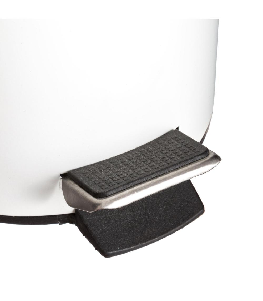 Wadiga Poubelle Salle De Bain Métal Blanc Couvercle Bambou - 3L