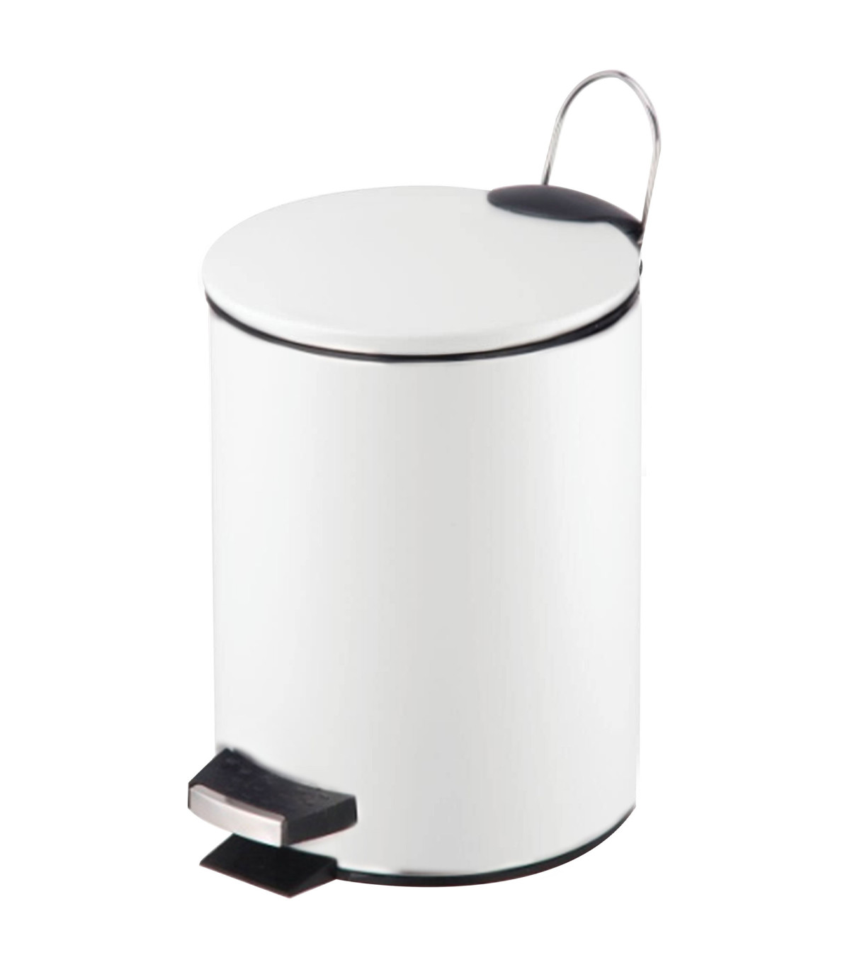 wadiga Poubelle salle de bain métal blanc ronde 12L