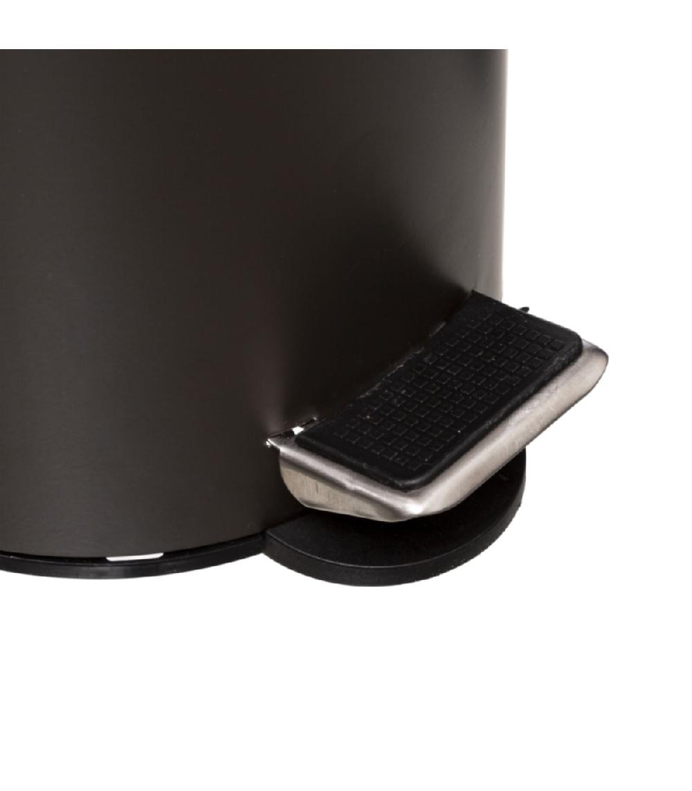 Wadiga Poubelle Salle De Bain Métal Noir Couvercle Bambou - 3L