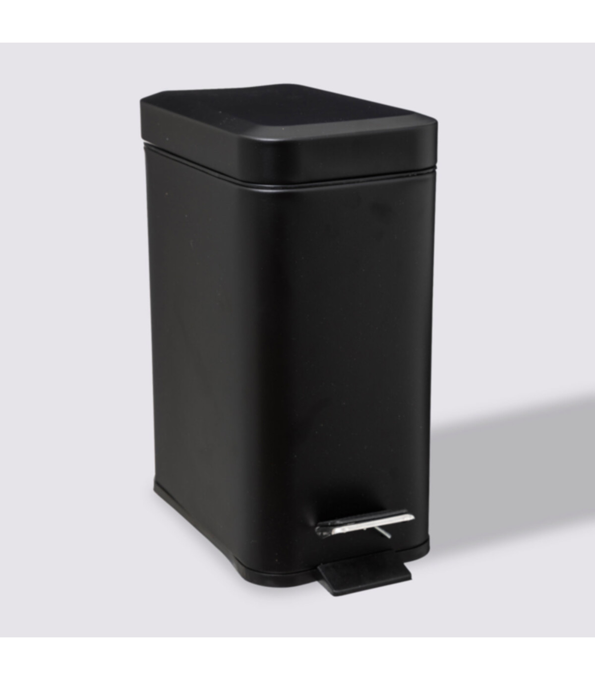 Wadiga Poubelle Salle De Bain Métal Noir Rectangulaire - 5L