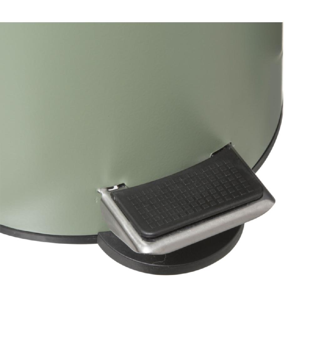 Wadiga Poubelle Salle De Bain Métal Vert Kaki Couvercle Bambou - 3L
