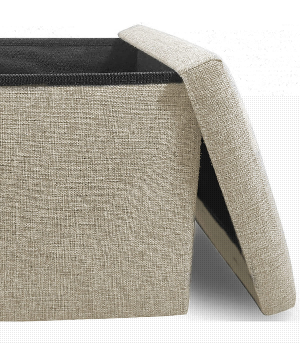 Wadiga Pouf Coffre De Rangement Tissu Beige Pliable 38x38x38cm