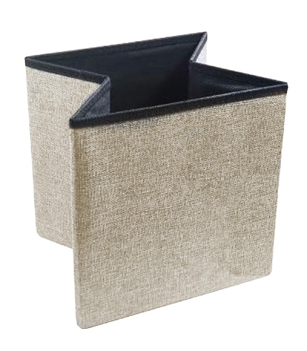Wadiga Pouf Coffre De Rangement Tissu Beige Pliable 38x38x38cm