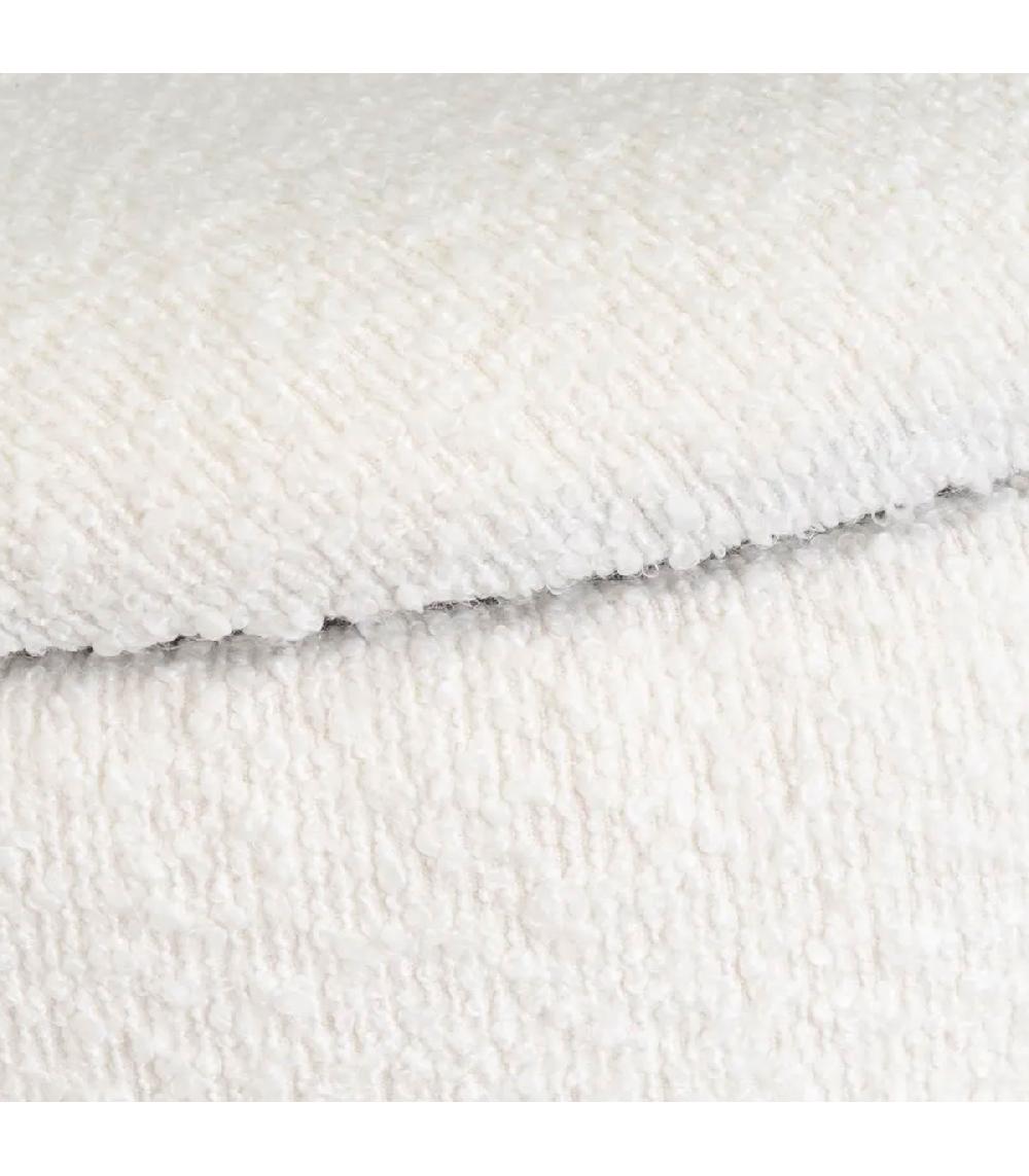 Wadiga Pouf Coffre Tissu Bouclette Blanc Et Métal Doré 43x43x40cm