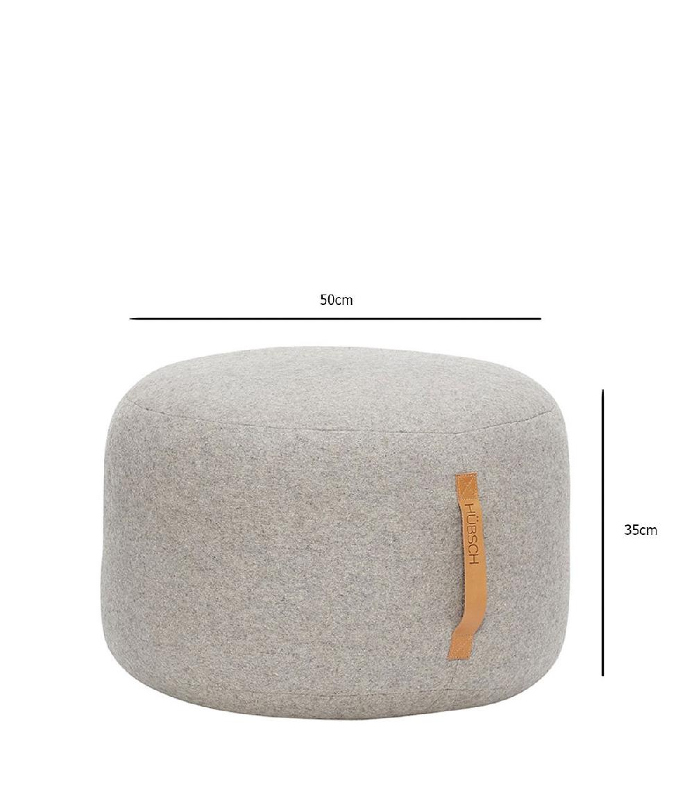 Wadiga Pouf Design Rond Gris Clair En Laine Bouillie