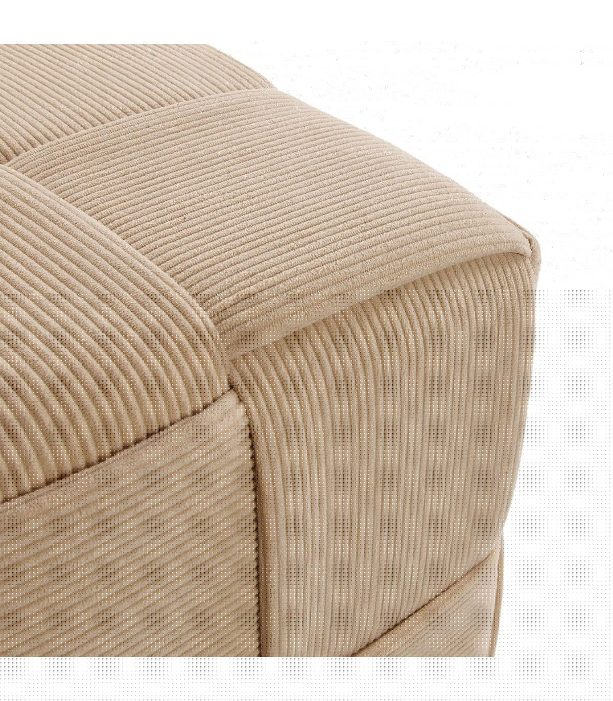 Wadiga Pouf En Velours Côtelé Beige Carré 43x43x43cm