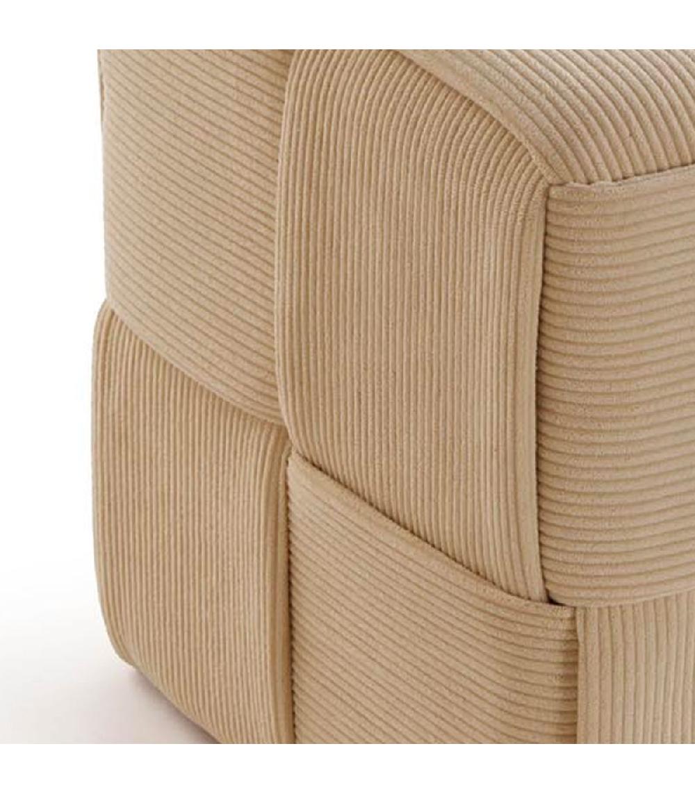 Wadiga Pouf En Velours Côtelé Beige Carré 43x43x43cm