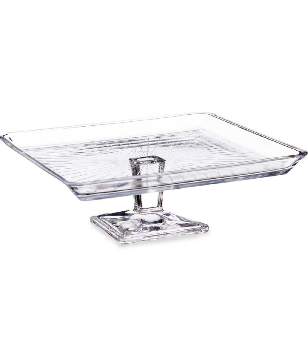 wadiga Présentoir à gâteau ou tarte sur pied en verre carré