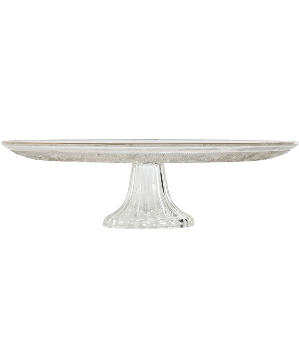 Wadiga Présentoir à Gâteau Ou Tarte Sur Pied En Verre Et Liseré Doré 33x33x9.5cm