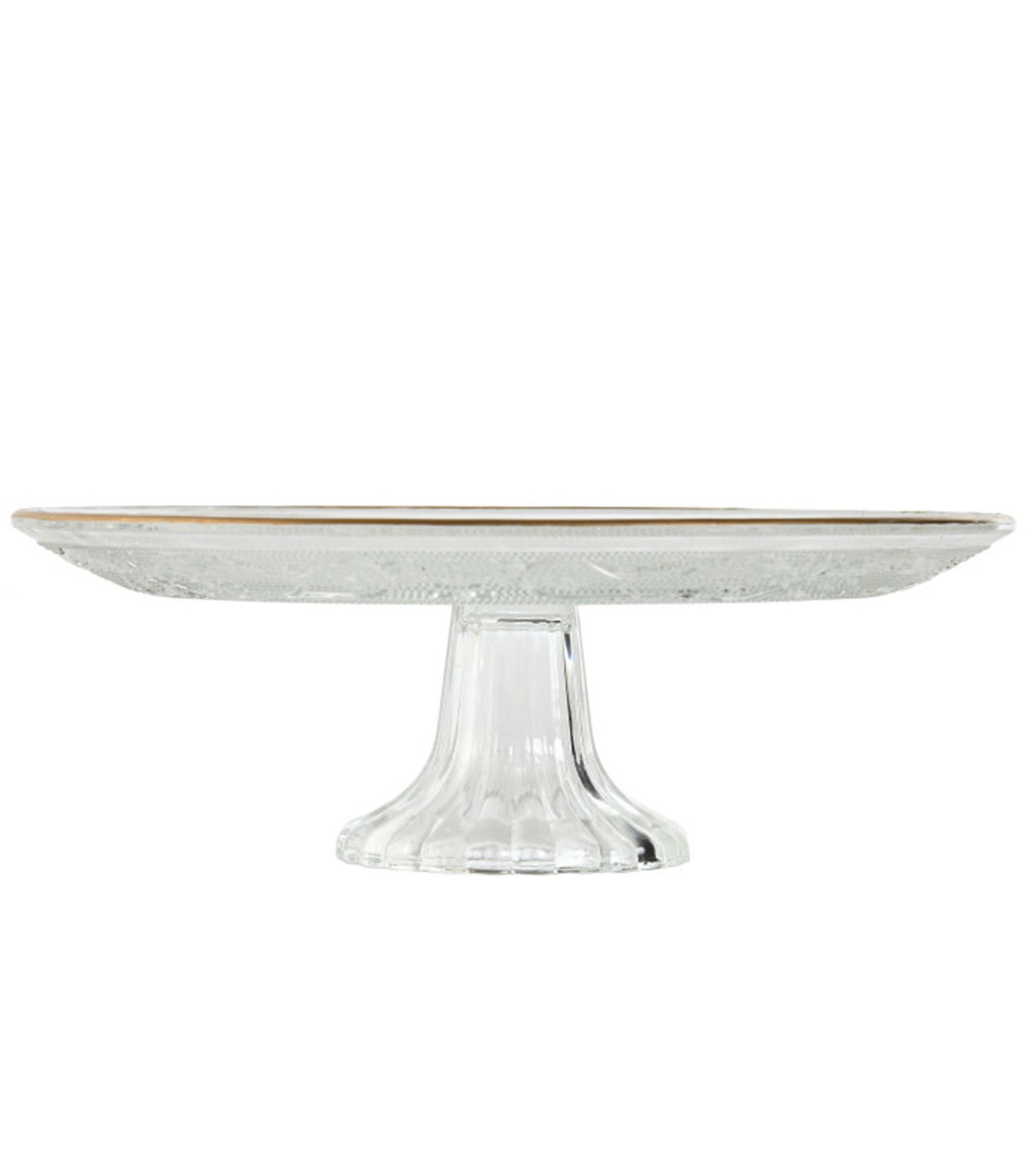 Wadiga Présentoir à Gâteau Ou Tarte Sur Pied En Verre Et Liseré Doré 23x23x8cm