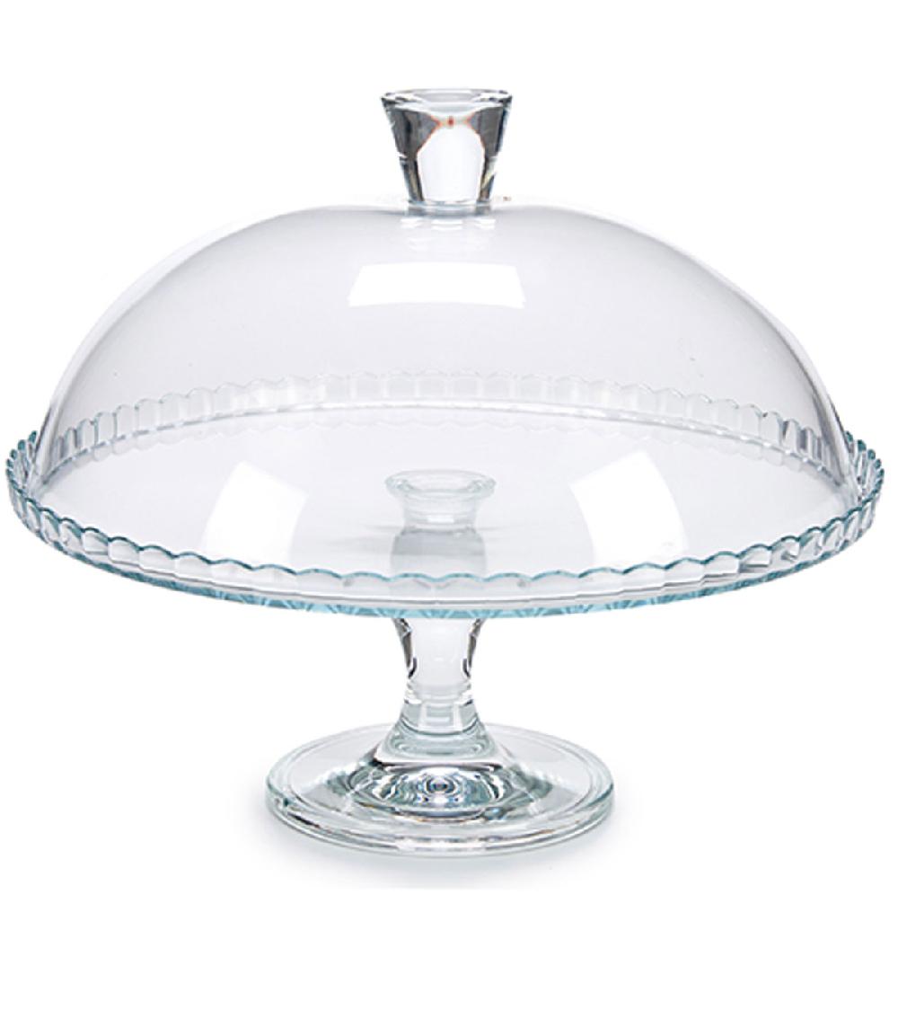 wadiga Présentoir à gâteau sur pied en verre transparent avec cloche