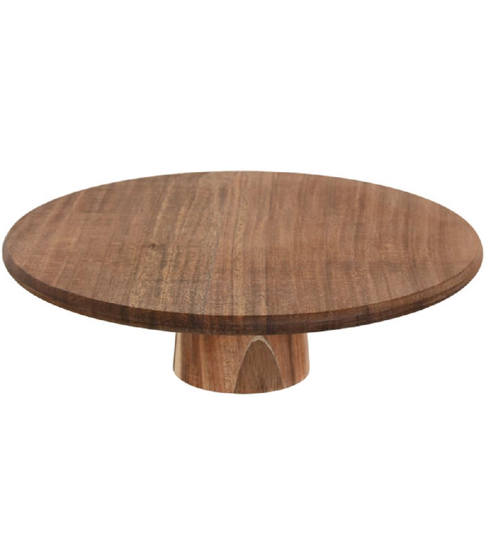 wadiga Présentoir à gâteau sur pied rond en acacia 30x30x9cm