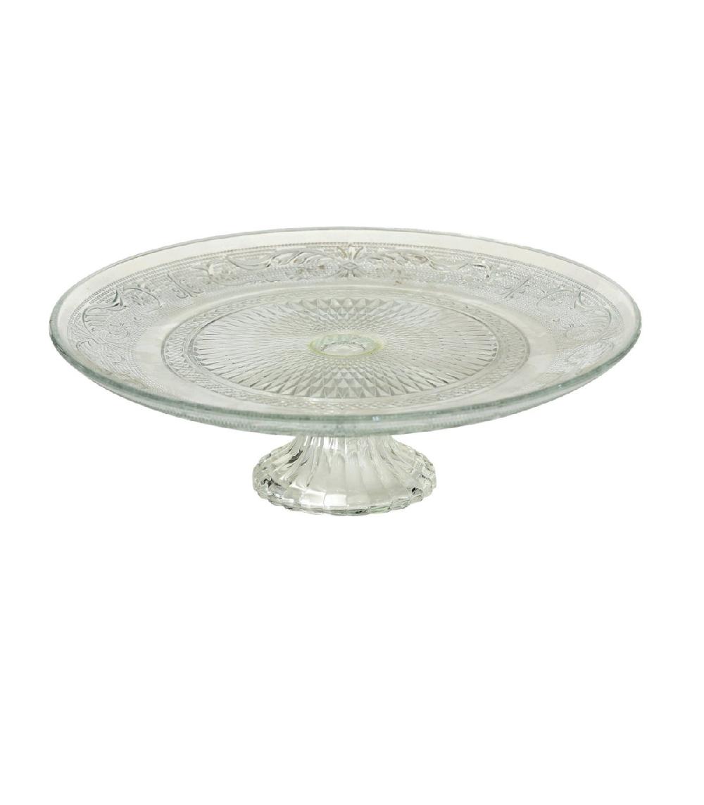 wadiga Présentoir à gâteau sur pied rond en verre - 25x25x7cm