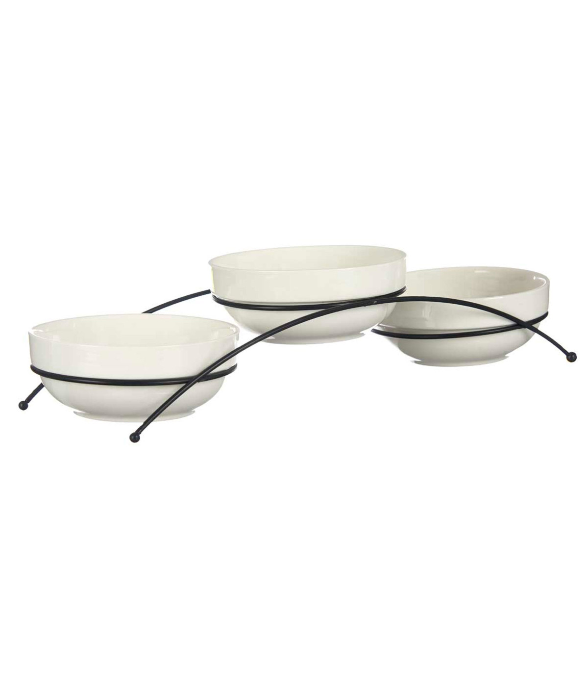 wadiga Présentoir apéritif 3 bols porcelaine blanche