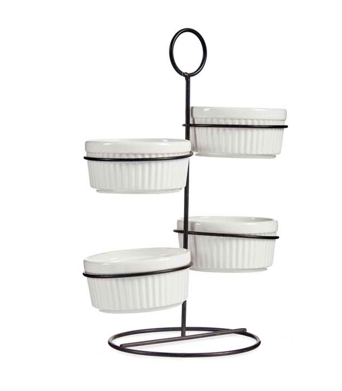 Wadiga Présentoir Apéritif 4 Ramequins Porcelaine Blanche