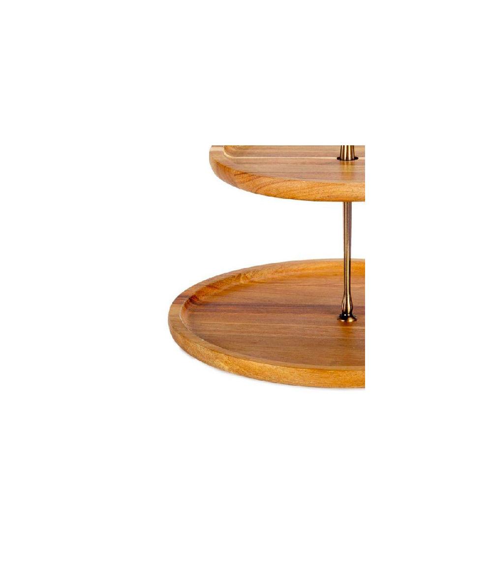 Wadiga Présentoir Rond 2 étages En Acacia - 26.5x26.5x26cm
