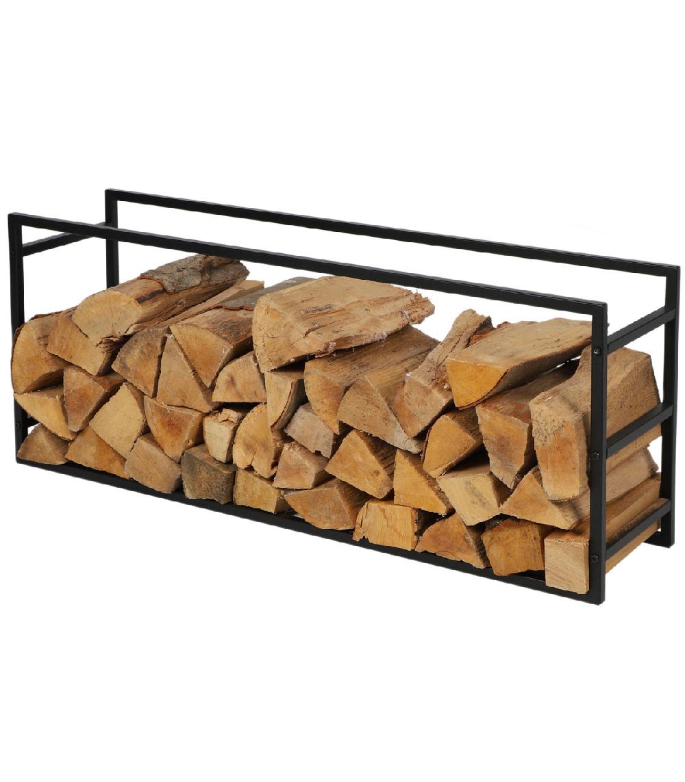 Wadiga Range Bûches Pour Intérieur En Métal Noir 100x25x40cm