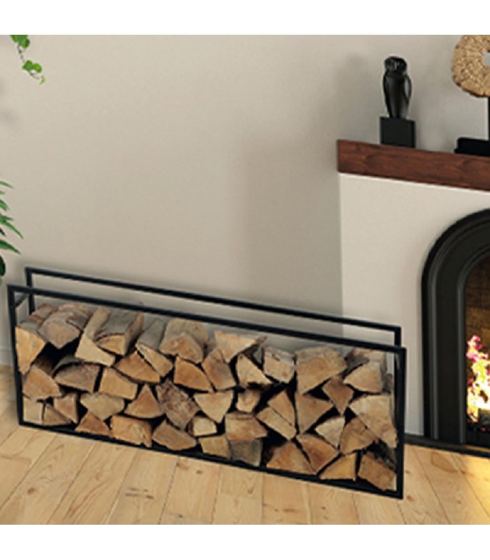 Wadiga Range Bûches Pour Intérieur En Métal Noir 100x25x40cm