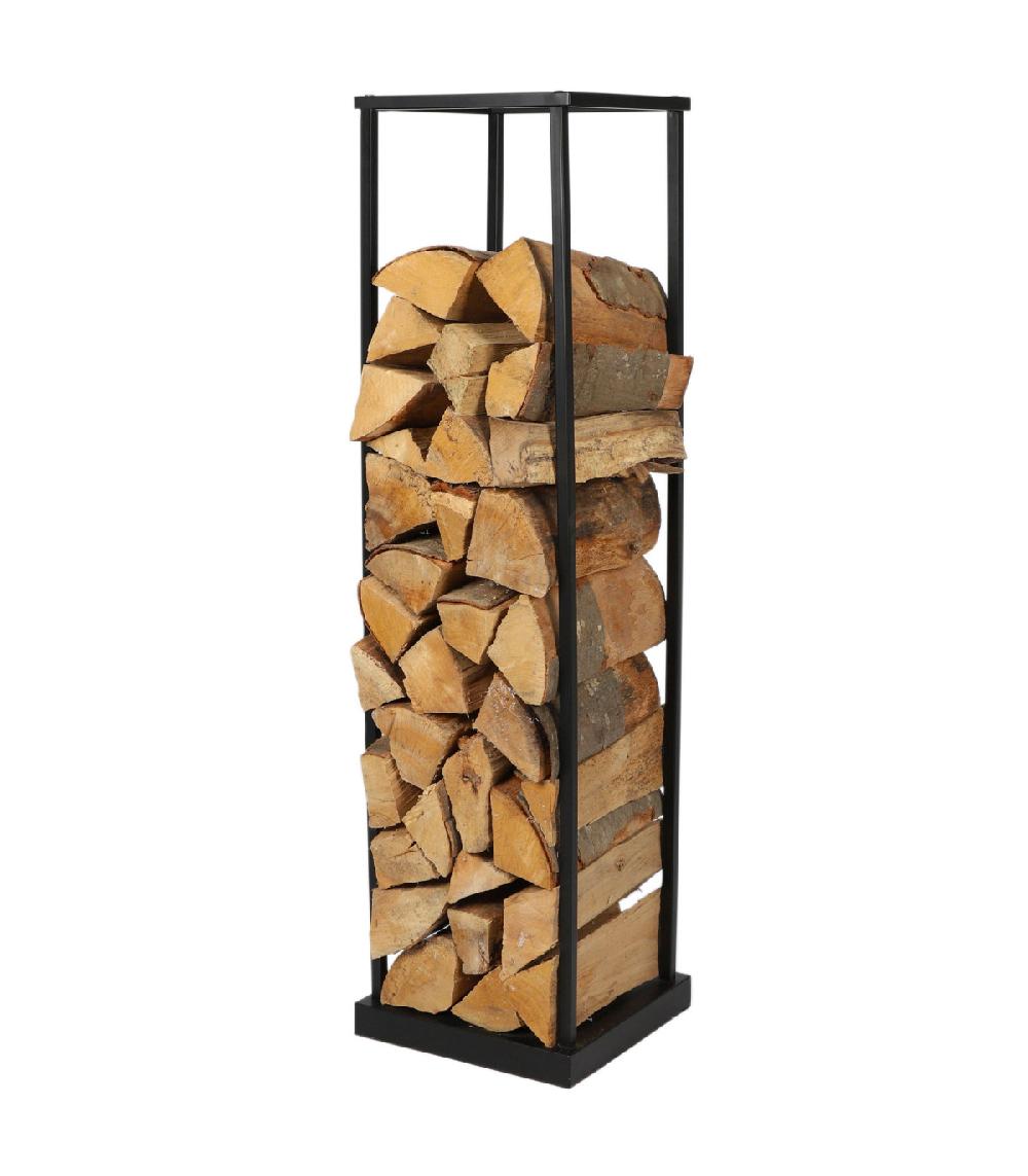 Wadiga Range Bûches Pour Intérieur En Métal Noir 31.5x31.5x115cm