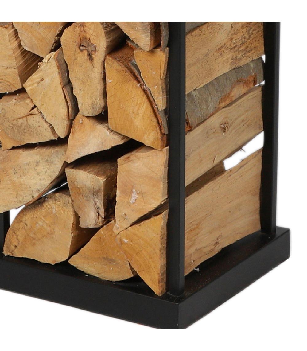 Wadiga Range Bûches Pour Intérieur En Métal Noir 31.5x31.5x115cm