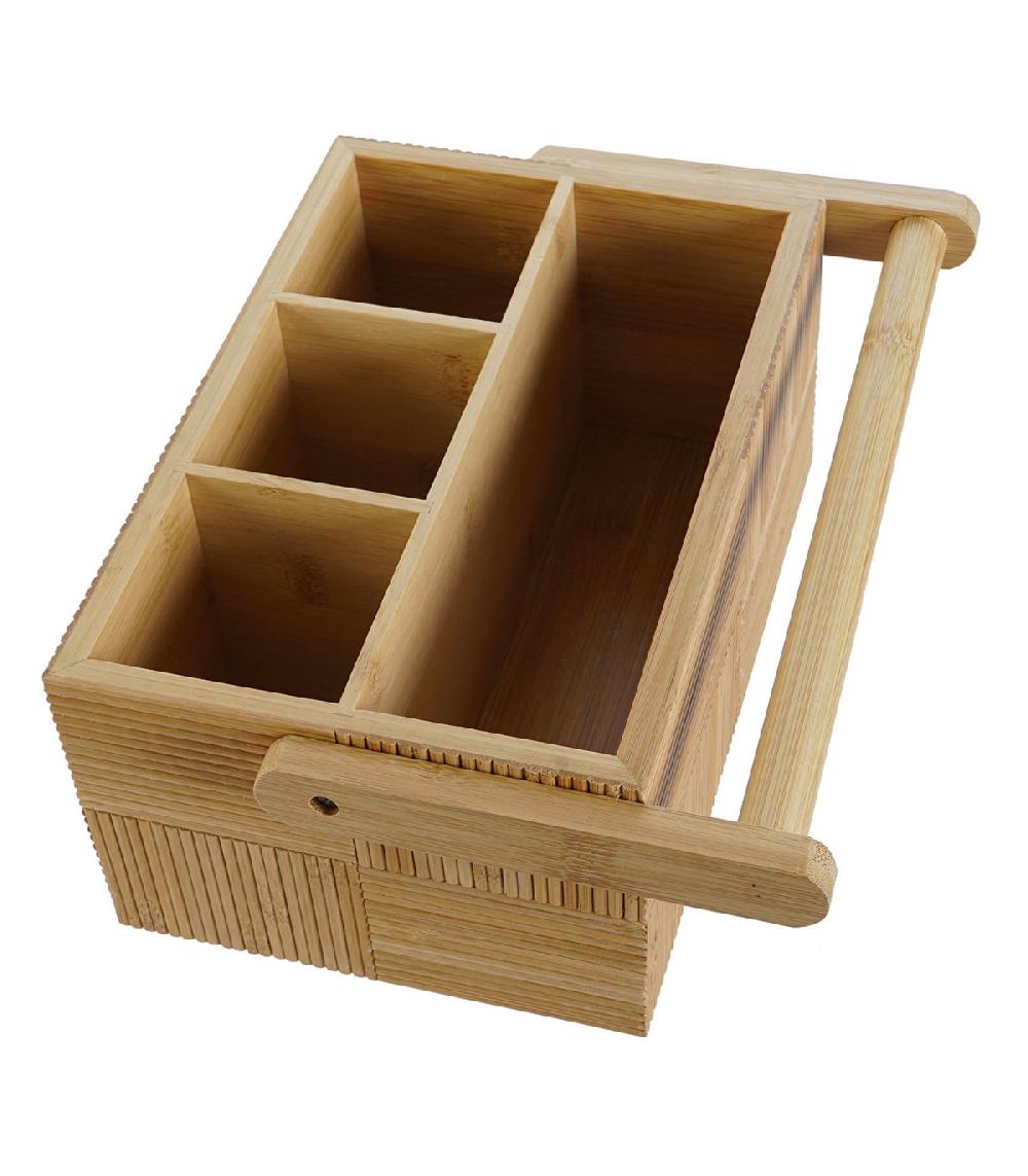Wadiga Range-couvert En Bambou 4 Compartiments 27x16.5x11.5cm