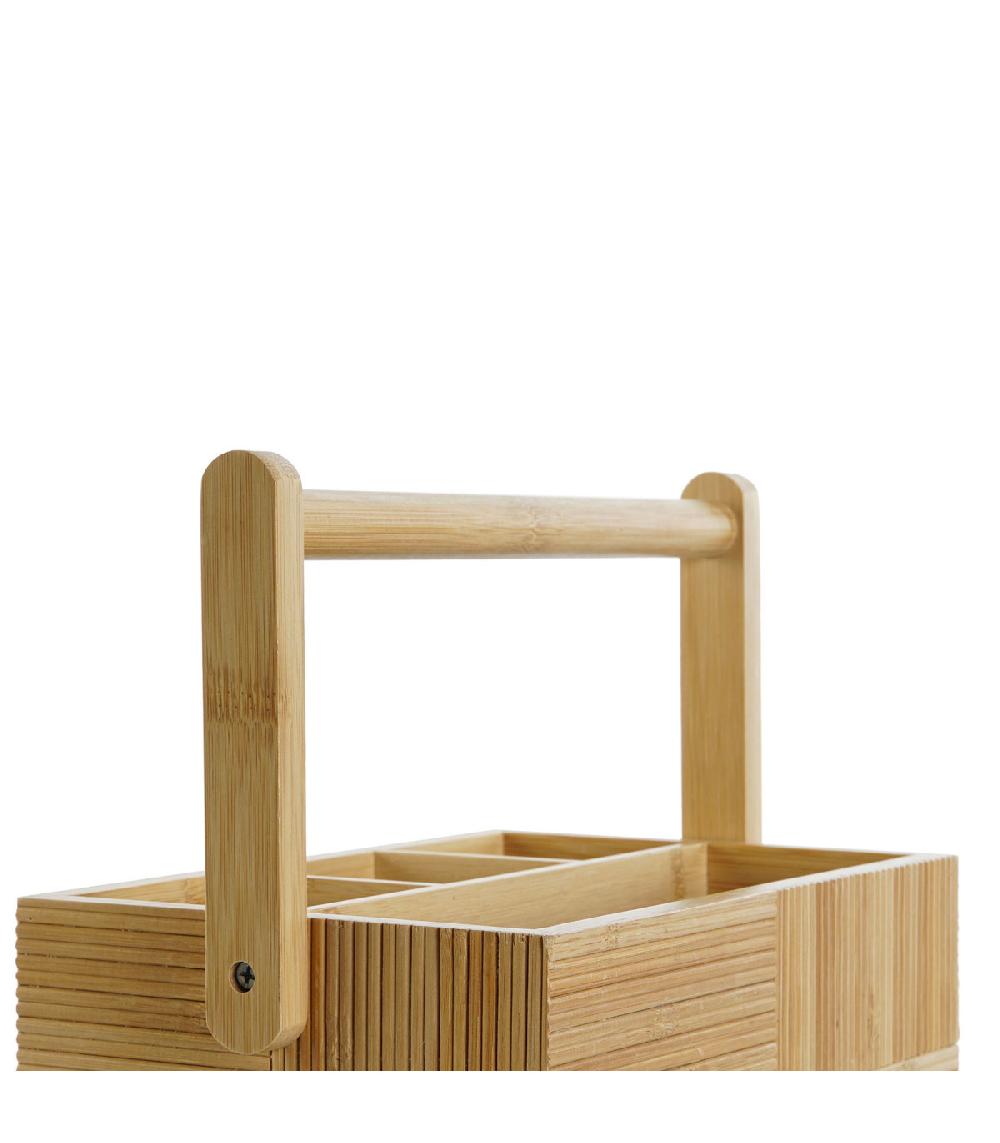 Wadiga Range-couvert En Bambou 4 Compartiments 27x16.5x11.5cm