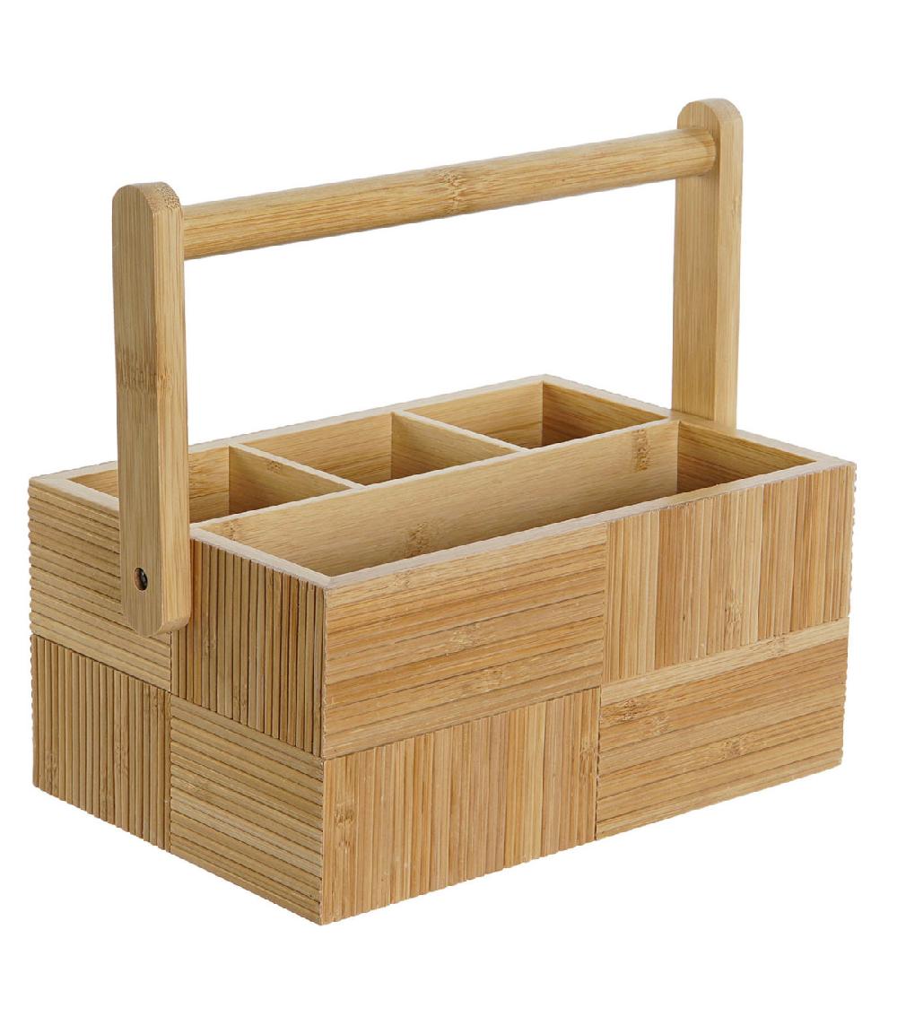 wadiga Range-couvert en bambou 4 compartiments 27x16.5x11.5cm
