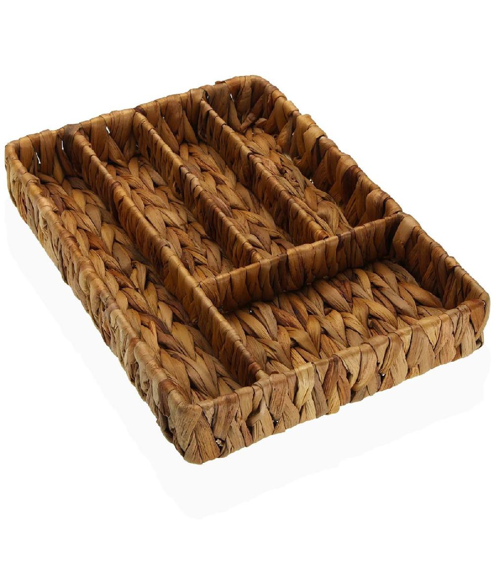 wadiga Range-couvert en jacinthe d'eau tressée 5 compartiments 23x33x5cm