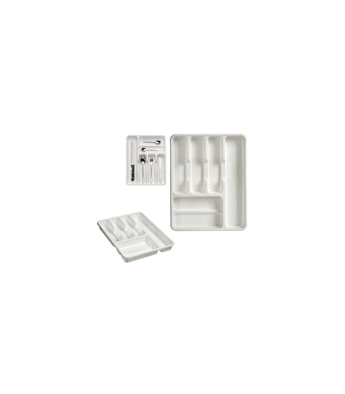 Wadiga Range-Couverts En Plastique Blanc 6 Compartiments