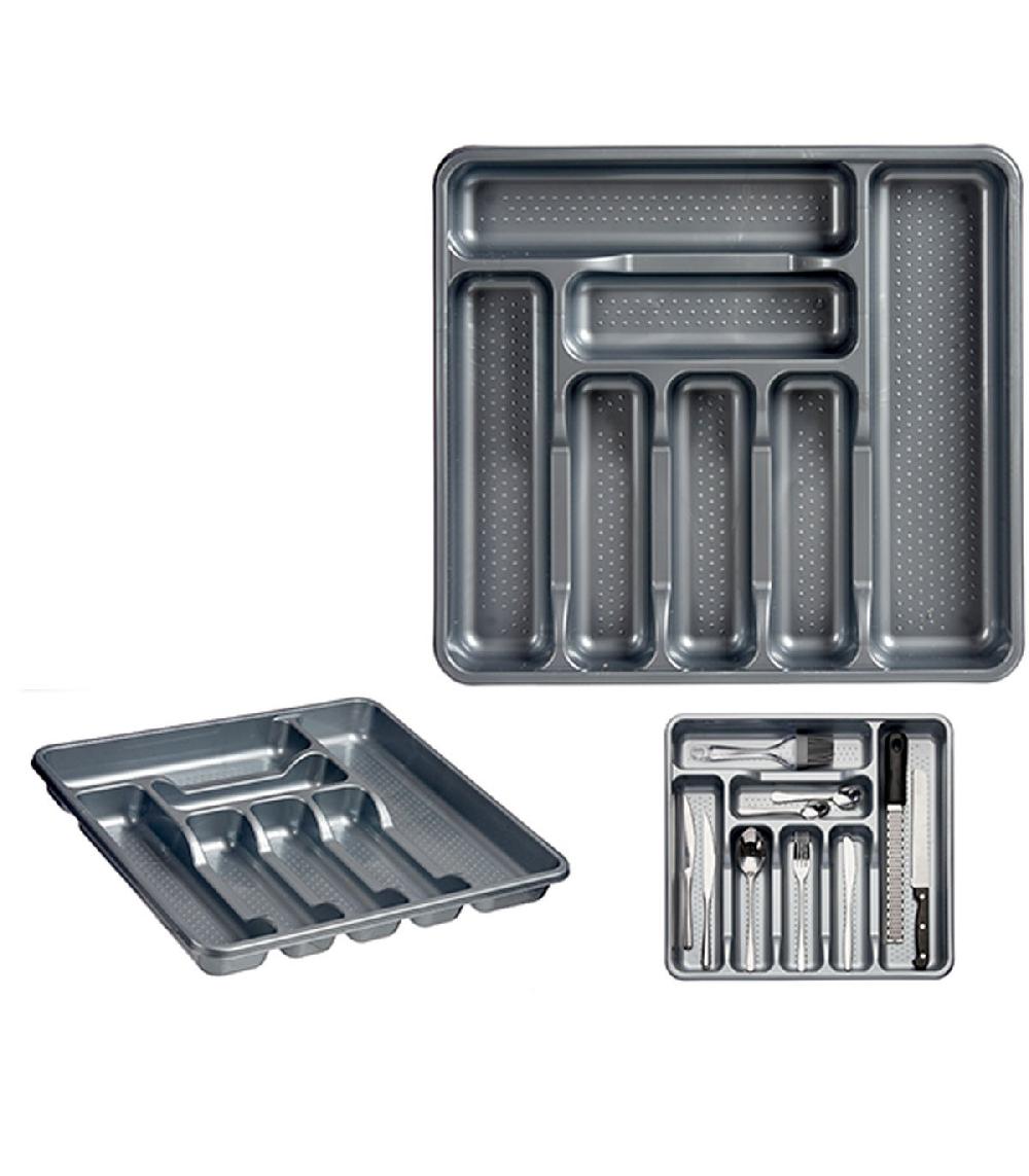 Wadiga Range-Couverts En Plastique Gris 7 Compartiments
