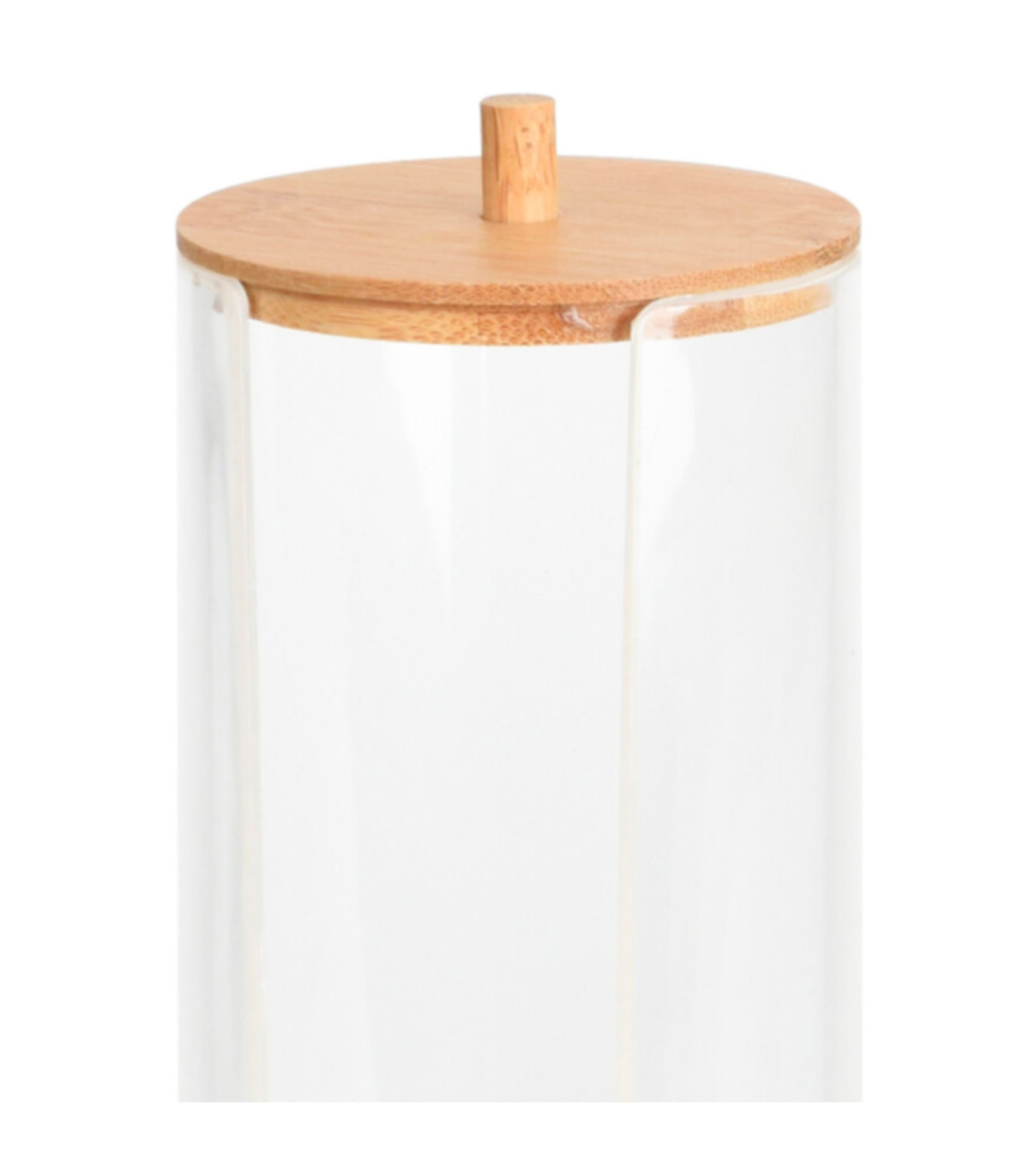 Wadiga Rangement Disques Coton Acrylique Et Bambou - 7x7x18.5cm
