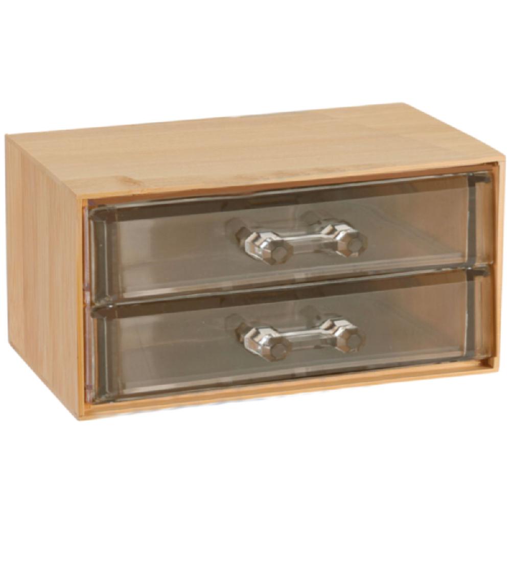 wadiga Rangement maquillage bambou 2 tiroirs acrylique