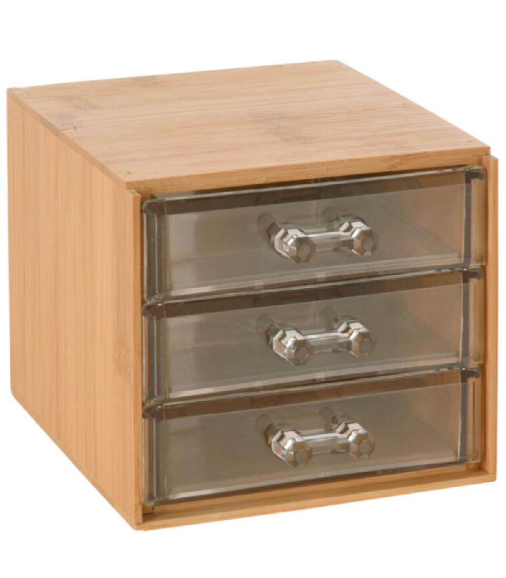 wadiga Rangement maquillage bambou 3 tiroirs acrylique