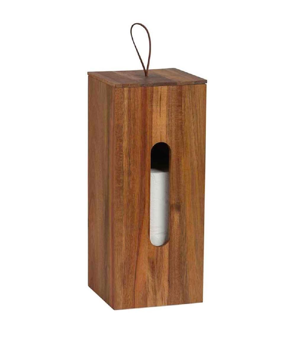 Wadiga Rangement Stock Rouleaux Papier Toilette En Acacia 14x14x33cm