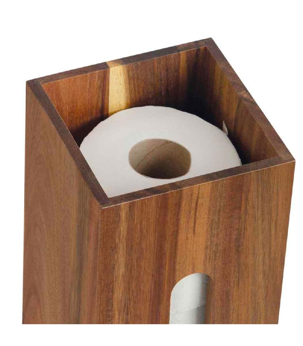 Wadiga Rangement Stock Rouleaux Papier Toilette En Acacia 14x14x33cm