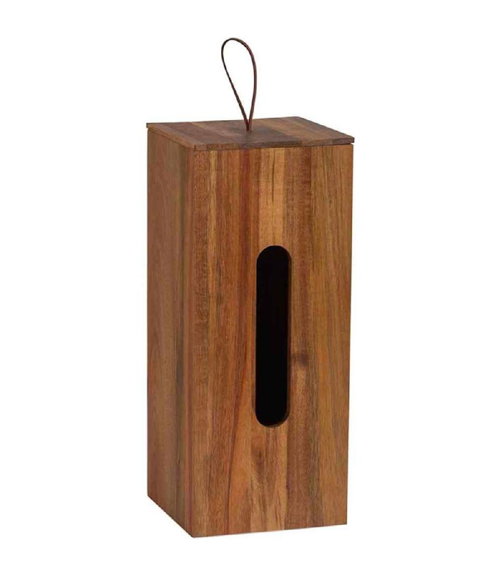 wadiga Rangement stock rouleaux papier toilette en acacia 14x14x33cm