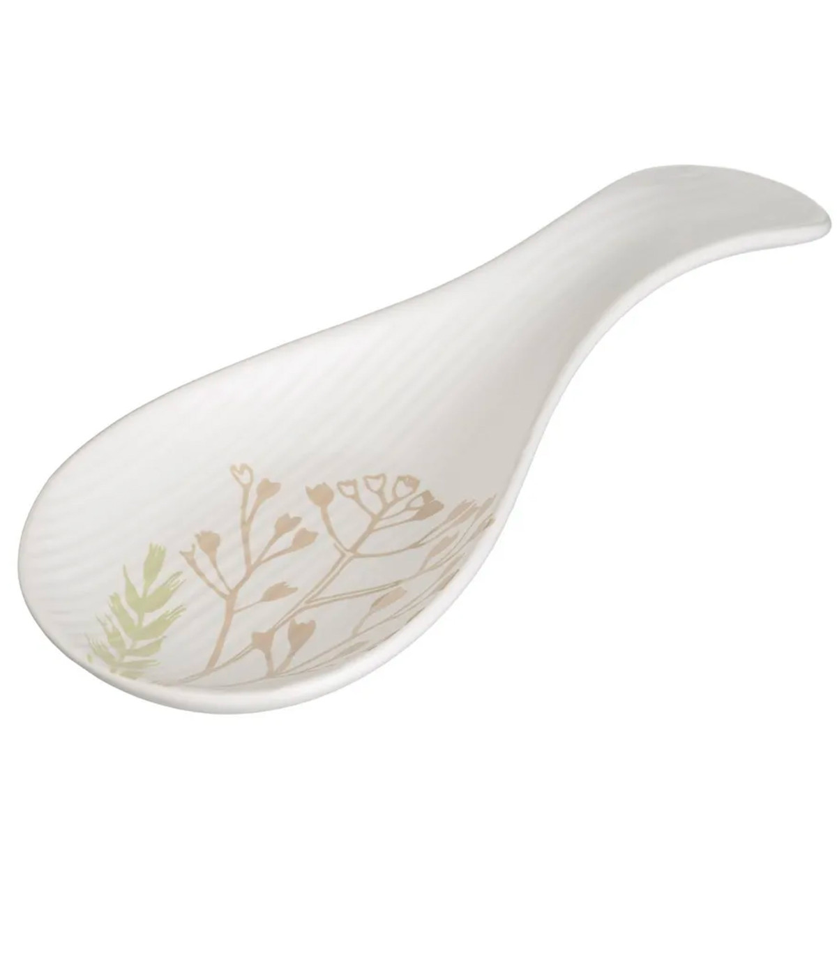 wadiga Repose cuillère en céramique blanche motif herbes