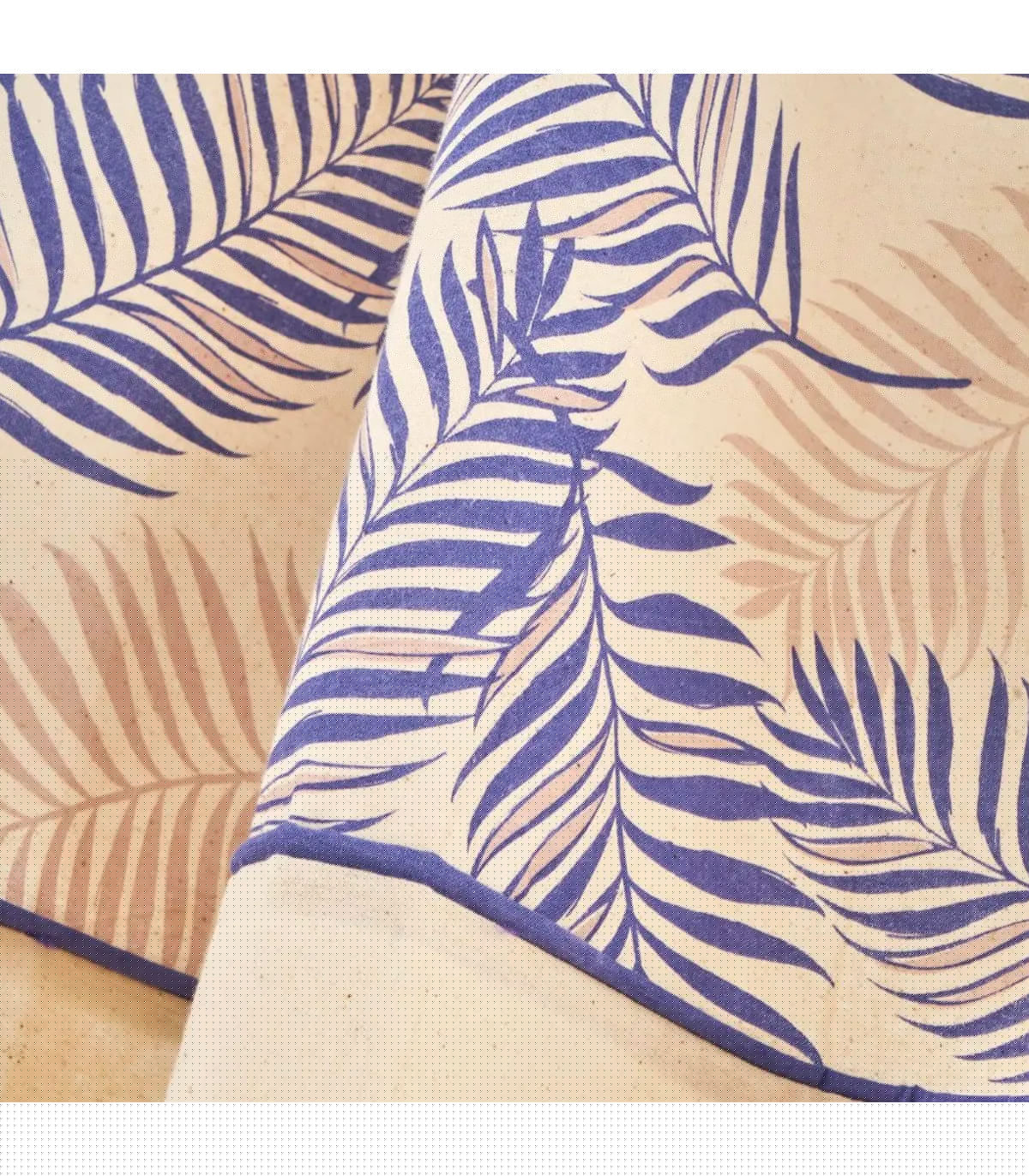 Wadiga Rideau à Oeillets Bleu Et Beige Feuillage à L'unité 140x260cm