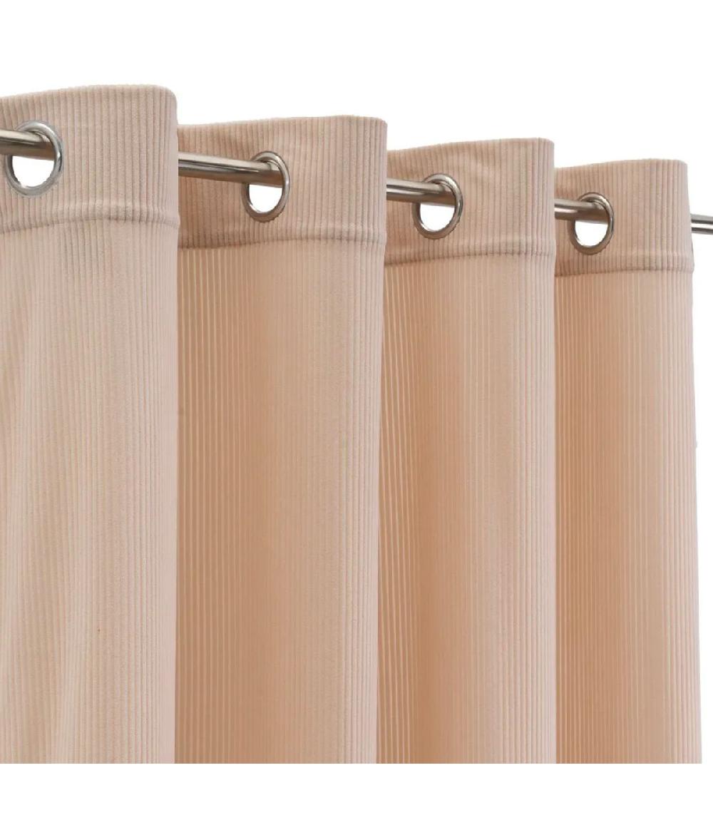 Wadiga Rideau à Oeillets En Velours Côtelé Beige à L'unité 140x260cm