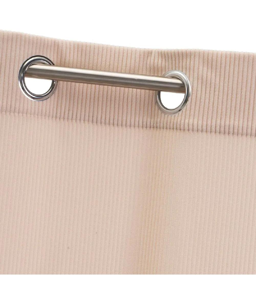 Wadiga Rideau à Oeillets En Velours Côtelé Beige à L'unité 140x260cm