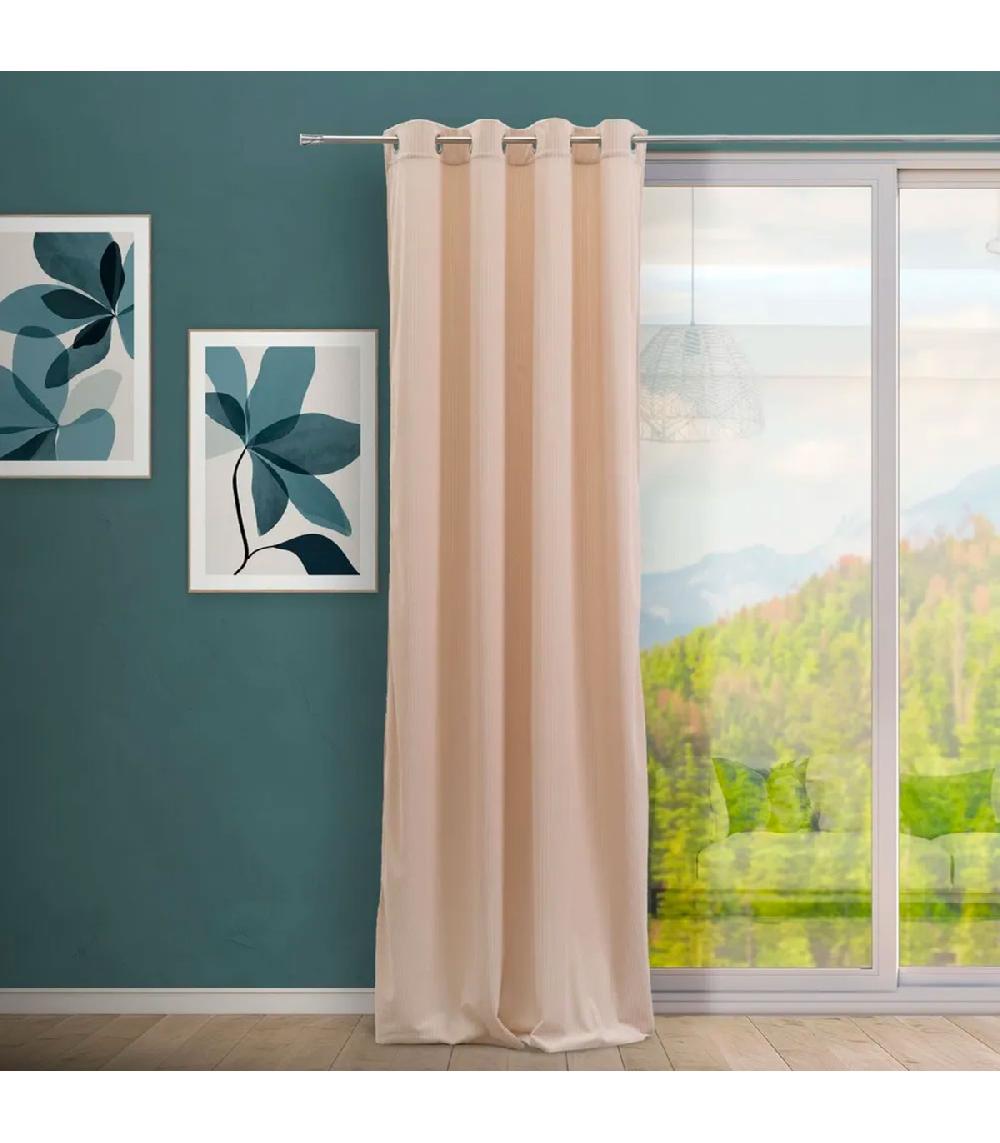 wadiga Rideau à oeillets en velours côtelé beige à l'unité 140x260cm