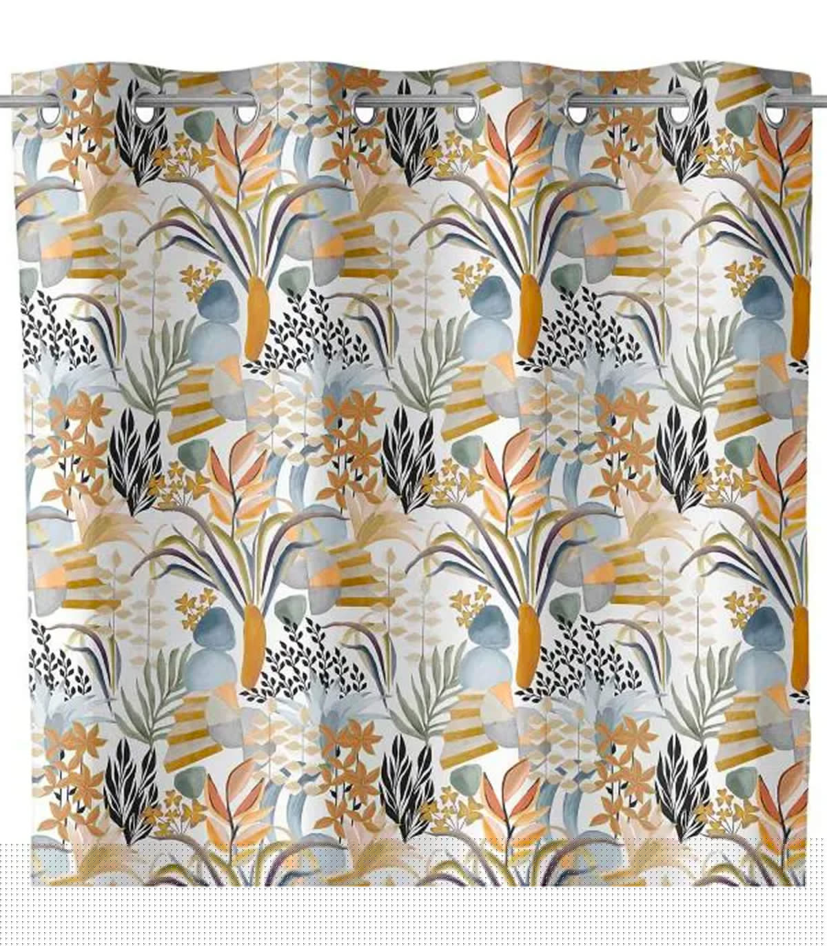 Wadiga Rideau à Oeillets Fleuri à L'unité 140x260cm