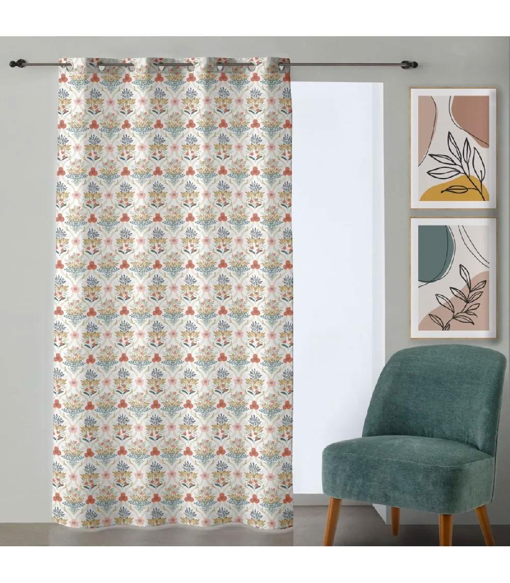 wadiga Rideau à oeillets fleuri à l'unité 140x260cm