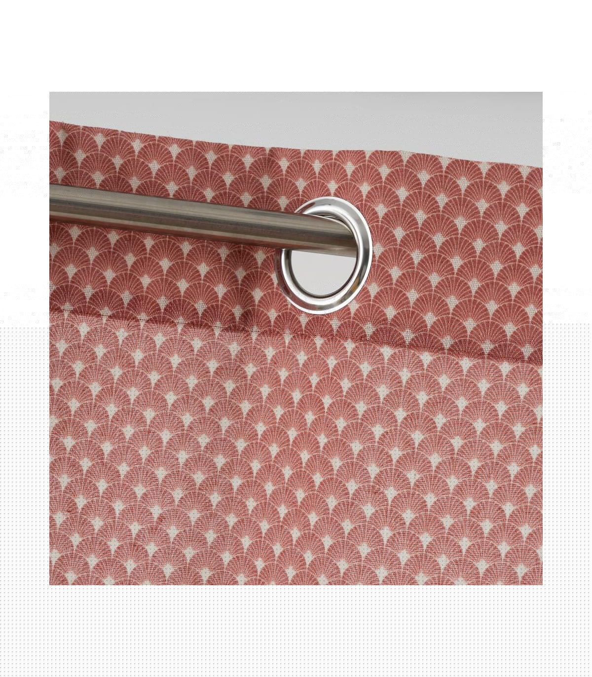 Wadiga Rideau à Œillets Rose Motif Géométrique Vintage - Longueur 260cm