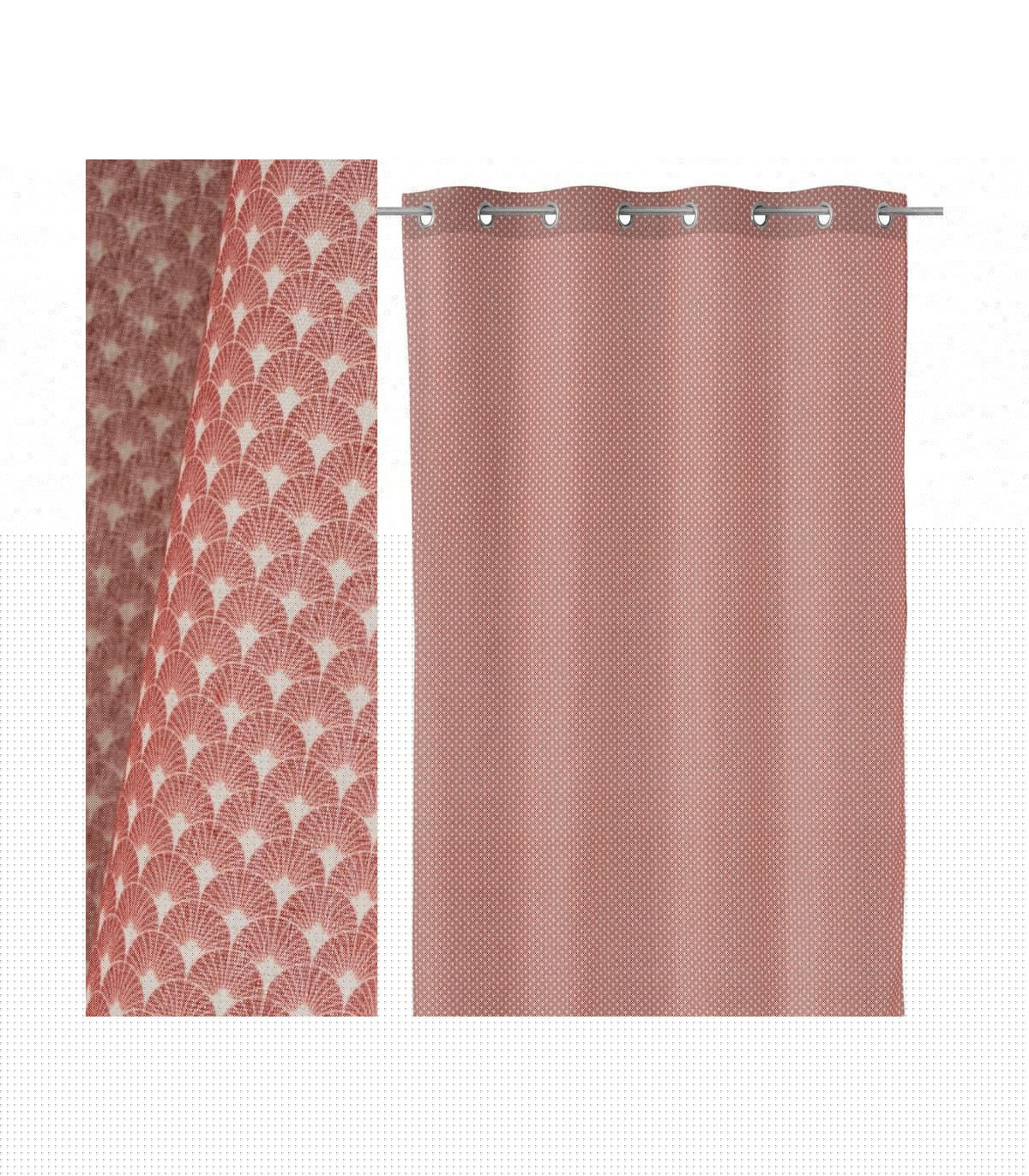 wadiga Rideau à Œillets Rose Motif Géométrique Vintage - Longueur 260cm